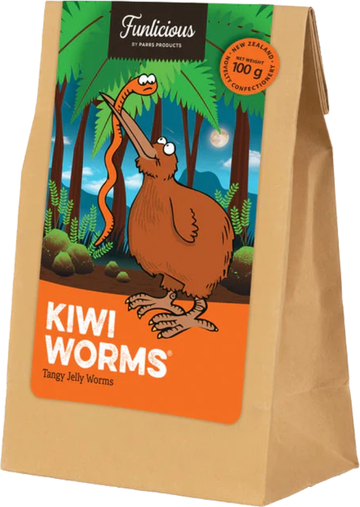 Funlicious Sweets Kiwi Worms 100G