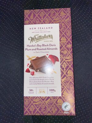 Whittakers Nz Black Plum & Almonds 100G