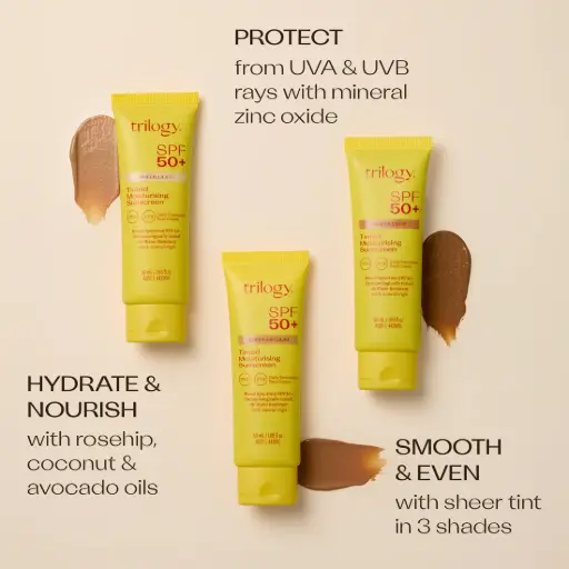 Trilogy Spf 50 Sheer Medium Tinted Moisturising Sunscreen 50Ml