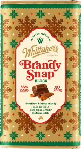 Whittaker's Brandy Snap Chocolate Block 250g