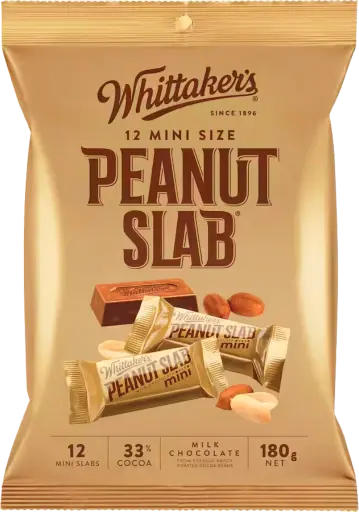 Whittaker's Peanut Slab Chocolate Share Bag 180G